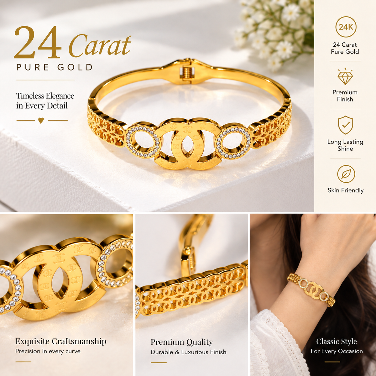 Pure Gold, Premium Style, Unforgettable Elegance Bangles For Women