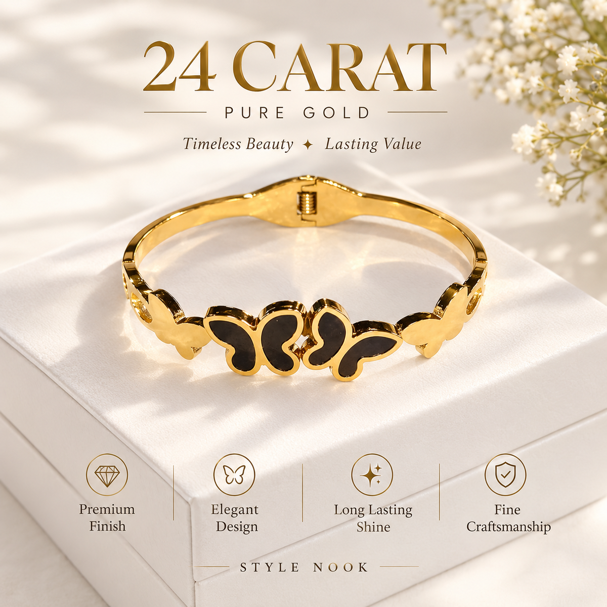 A Touch of Butterfly 24 carat Bangles Beauty for Your Perfect Look